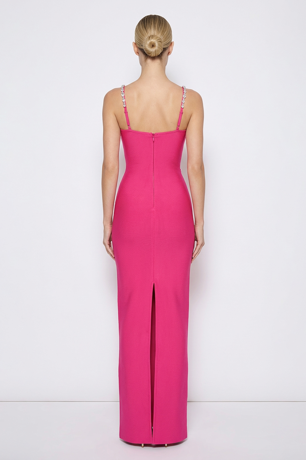 Bandage Rhinestone Slit Maxi Dress