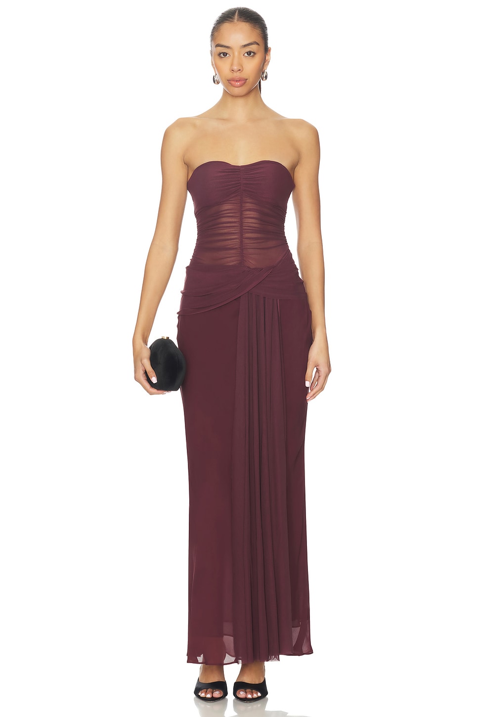 Mesh Off-Shoulder See-Through Maxi Dress