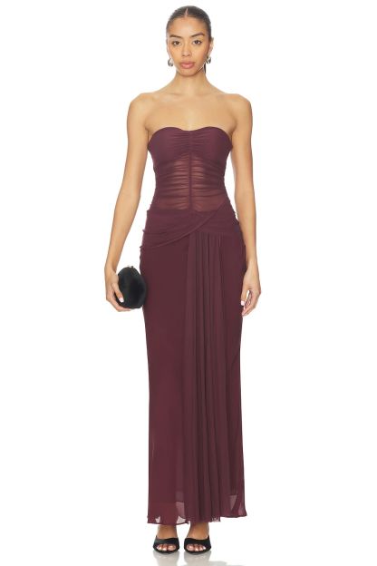 Mesh Off-Shoulder See-Through Maxi Dress