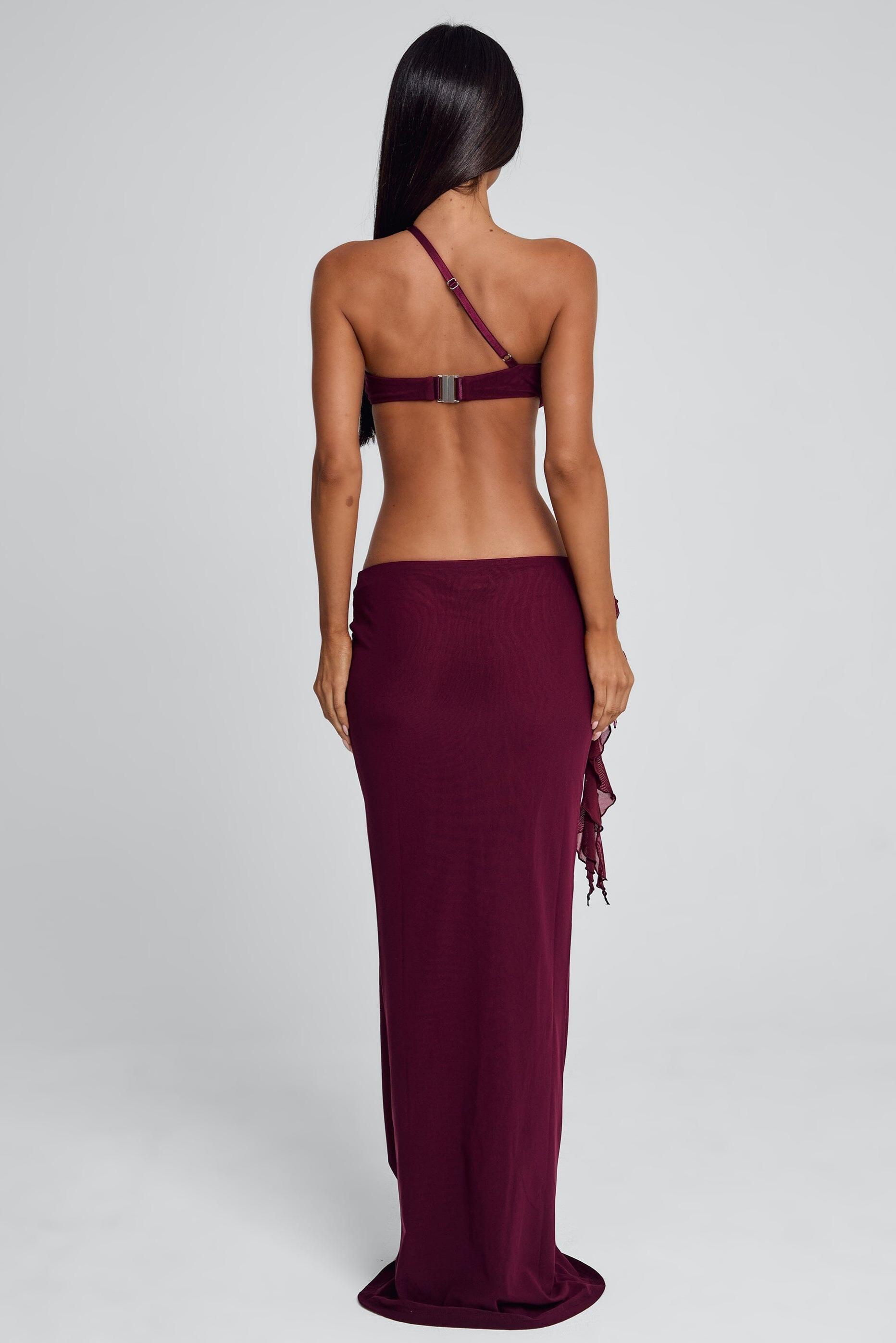 Mesh 3D Flower Beaded Maxi Dress