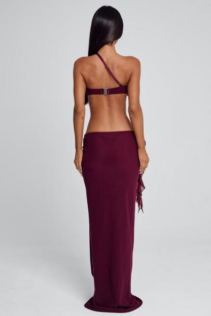 Mesh 3D Flower Beaded Maxi Dress