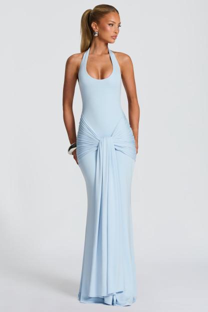Jersey Halter Neck Tie-Up Maxi Dress