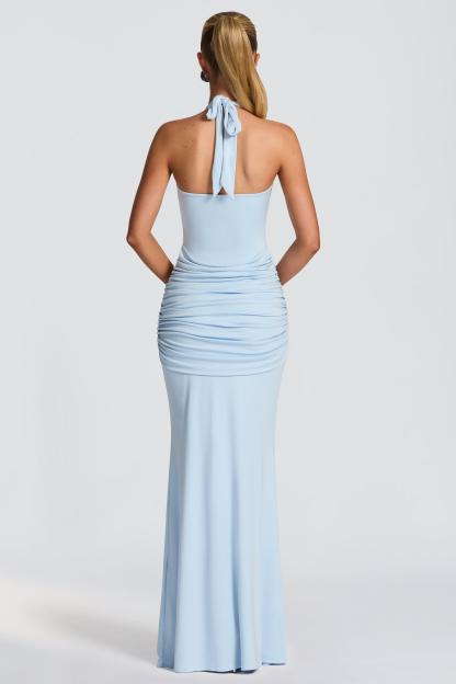Jersey Halter Neck Tie-Up Maxi Dress
