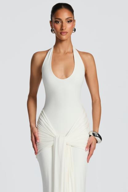 Jersey Halter Neck Tie-Up Maxi Dress