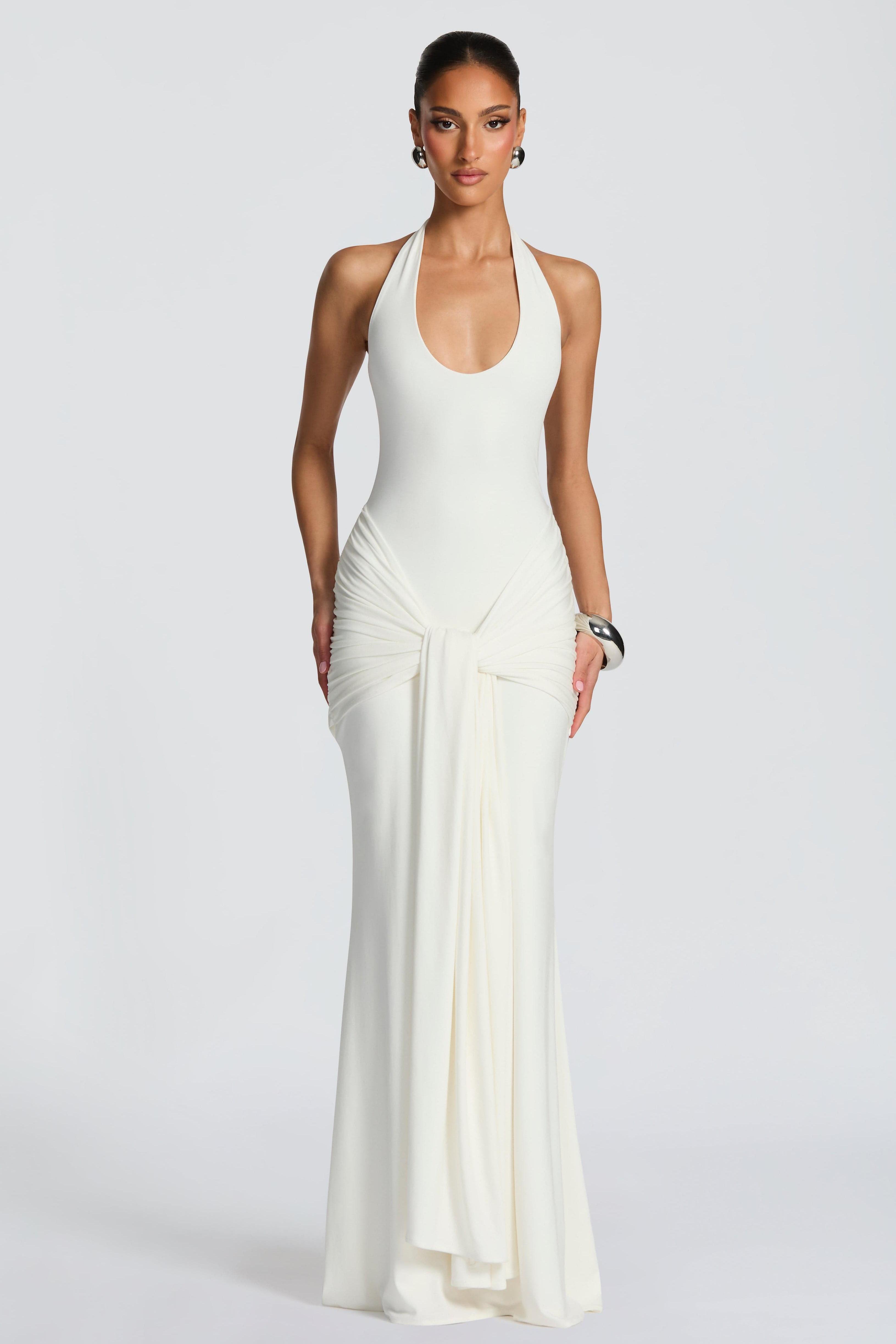 Jersey Halter Neck Tie-Up Maxi Dress