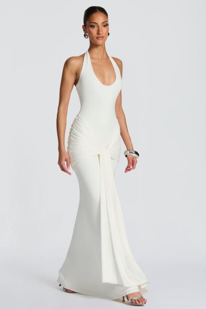 Jersey Halter Neck Tie-Up Maxi Dress