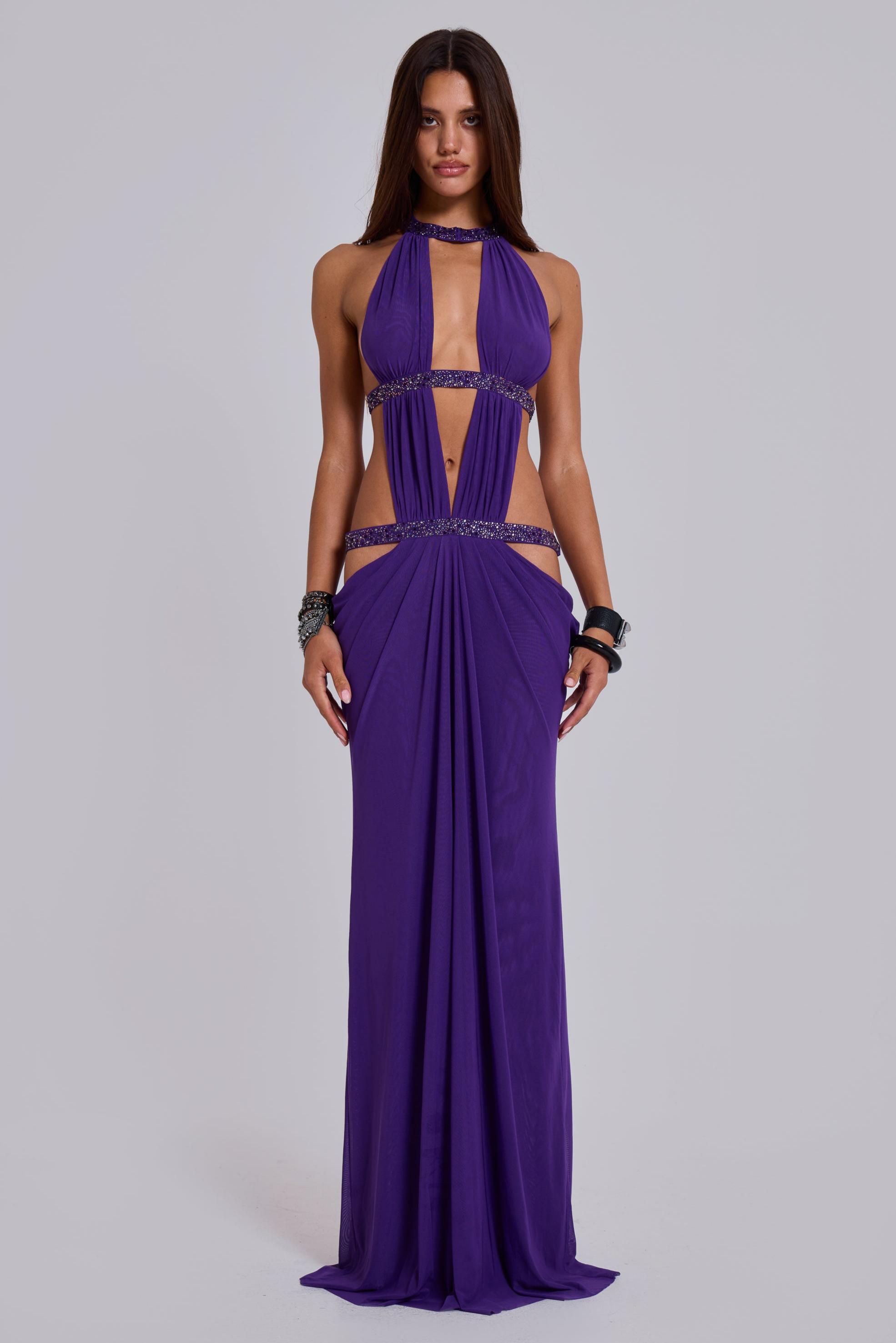 Jersey Halter Neck Cut-Out Maxi Dress