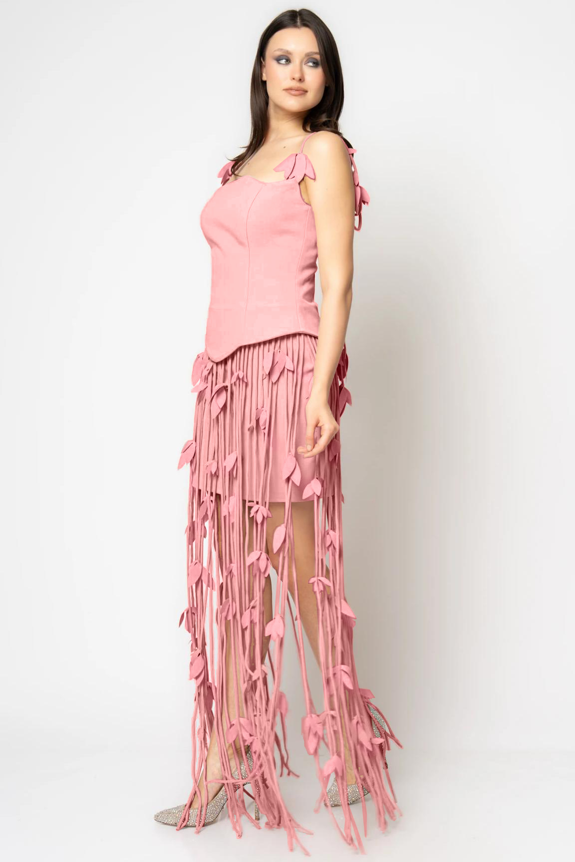 3D Flower Bandage Tassel Maxi Dress