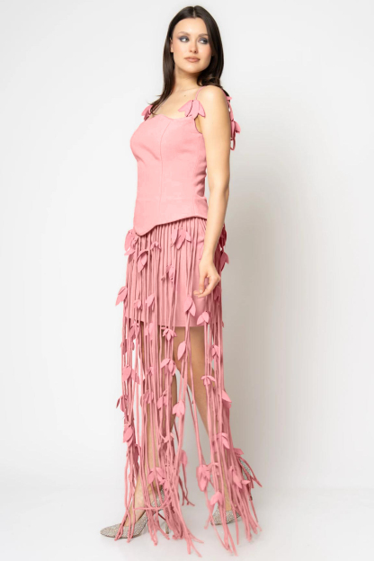 3D Flower Bandage Tassel Maxi Dress