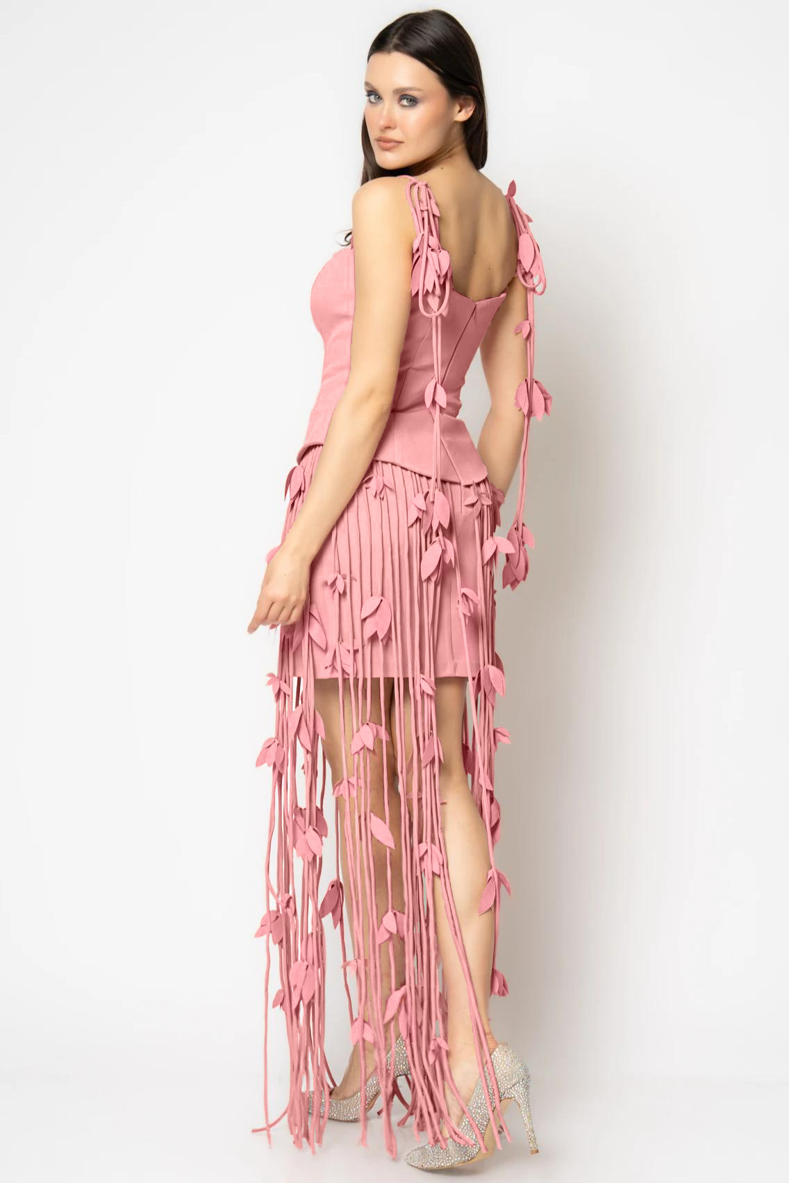 3D Flower Bandage Tassel Maxi Dress