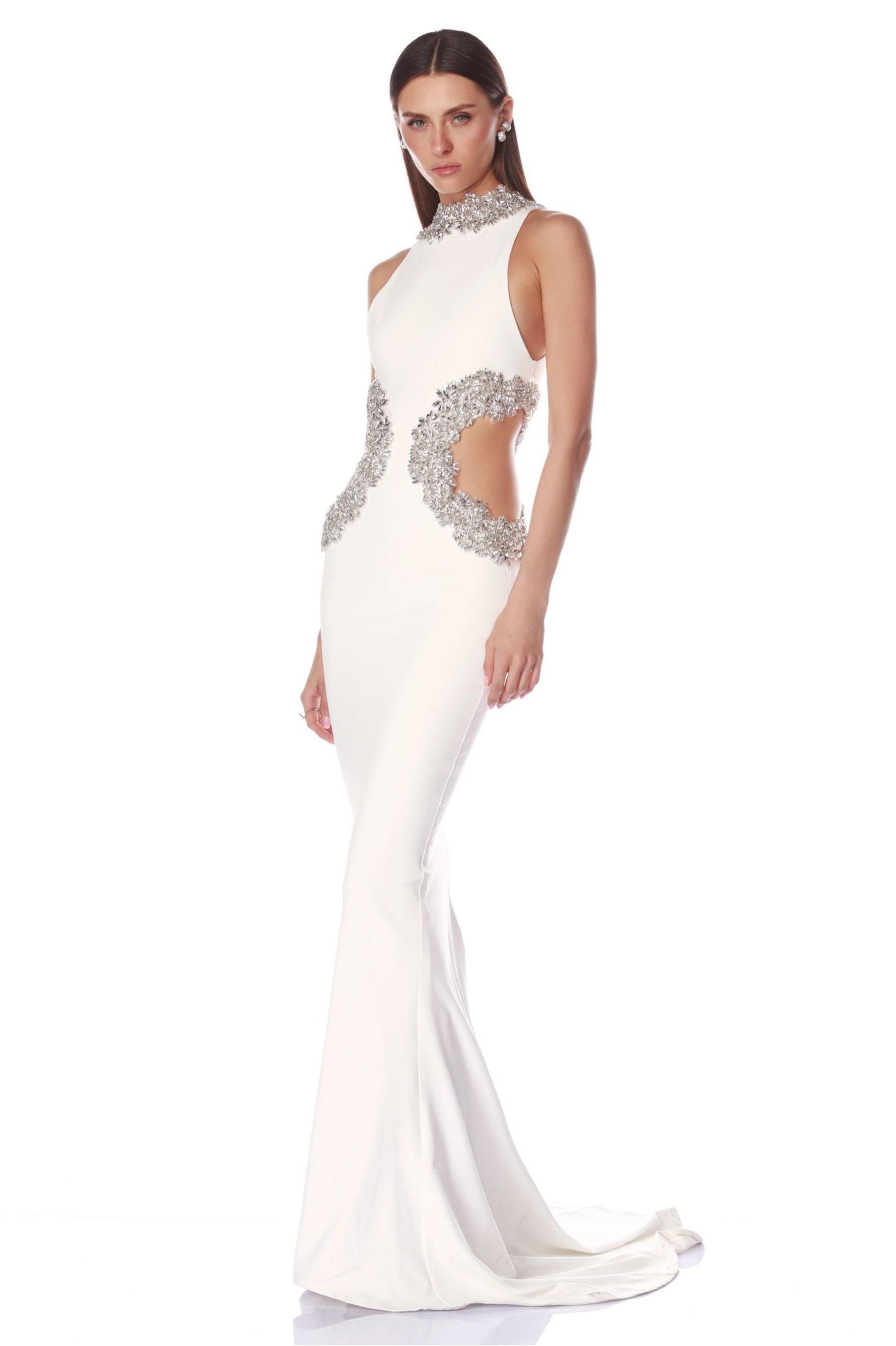 Bandage Rhinestone Cut-Out Maxi Dress