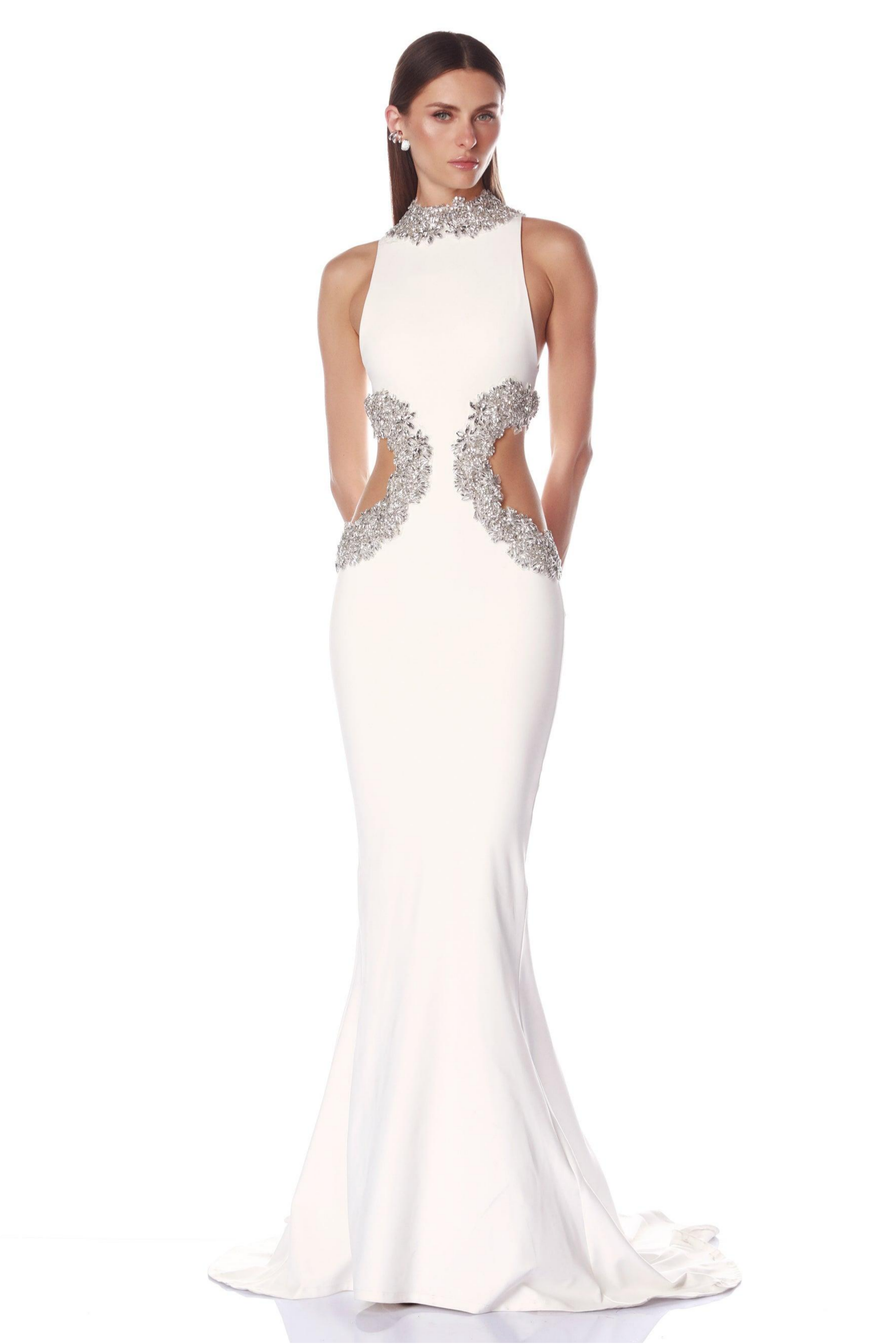 Bandage Rhinestone Cut-Out Maxi Dress