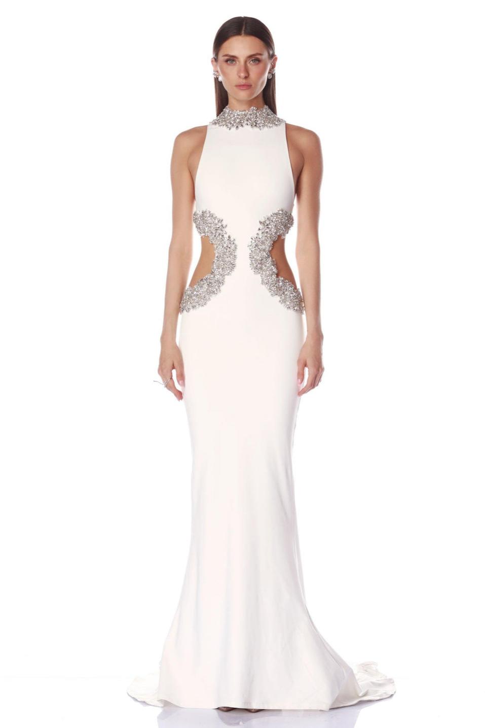 Bandage Rhinestone Cut-Out Maxi Dress