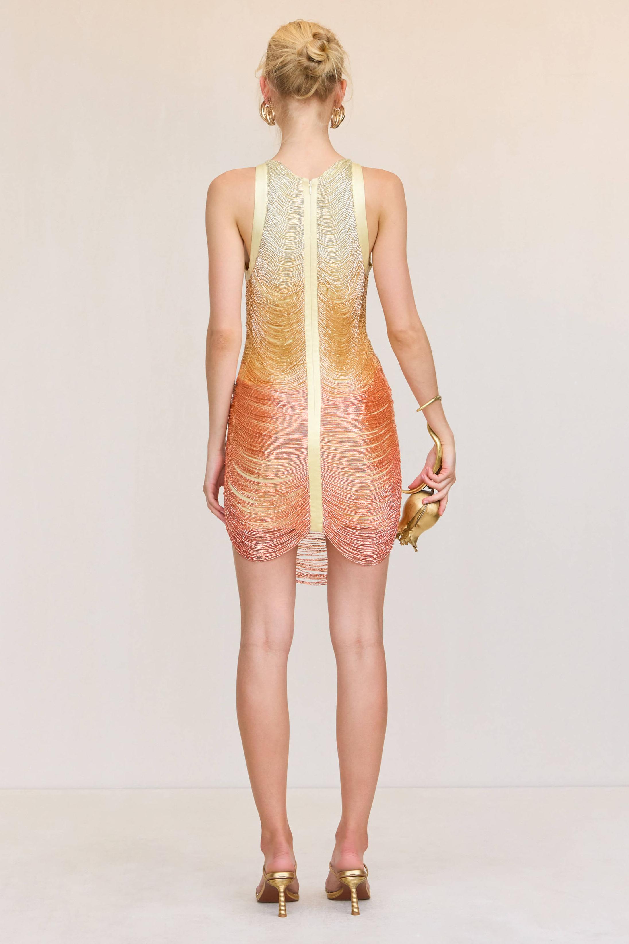 Gradient Color Tassel Bandage Mini Dress