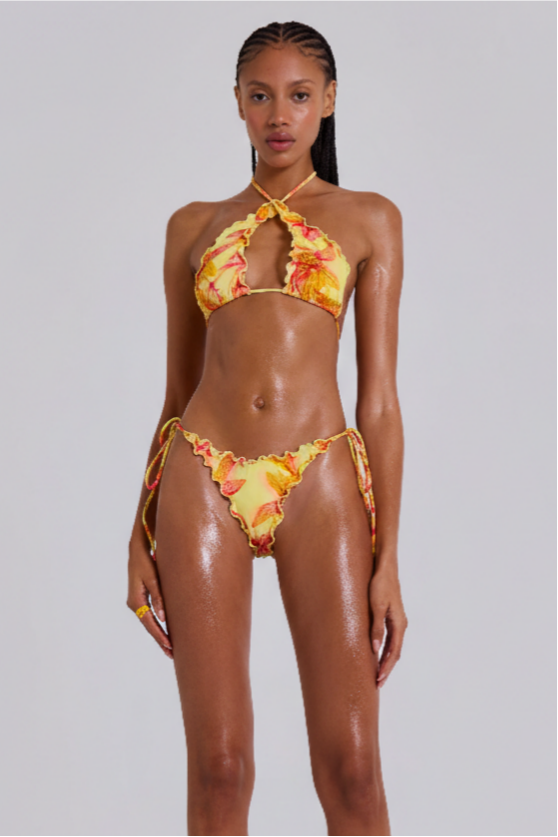 Floral Tie-Up Frill Bikini Two Piece Set