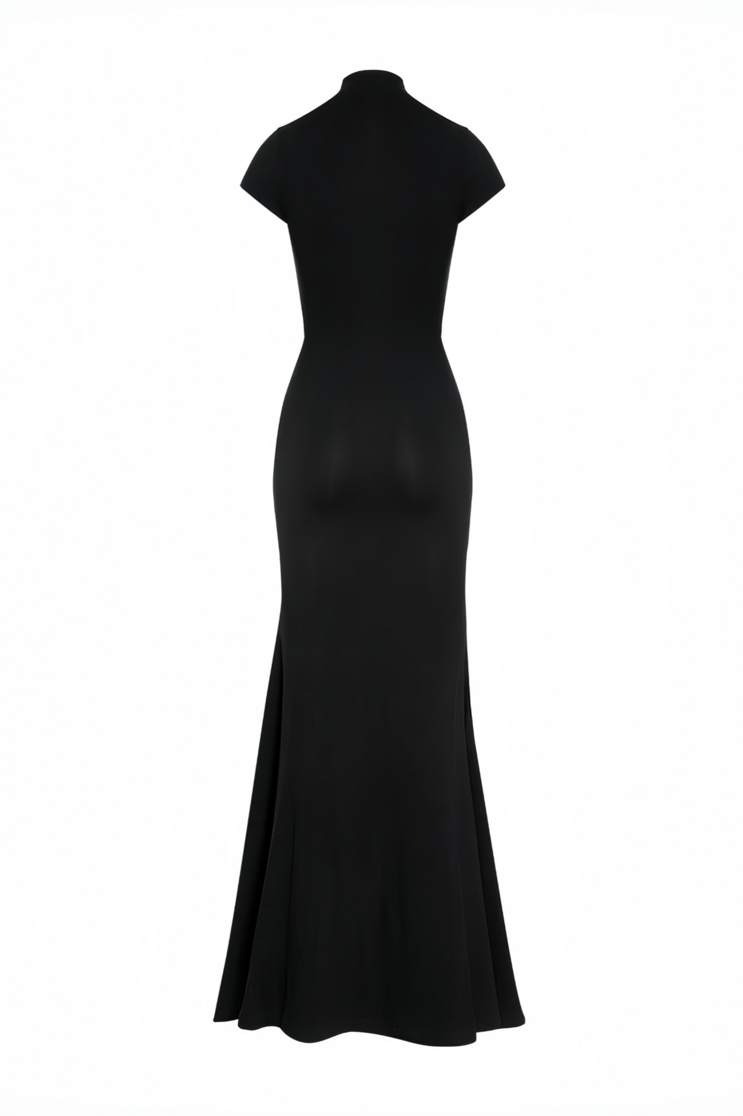 Solid Short Sleeve Slit Maxi Dress