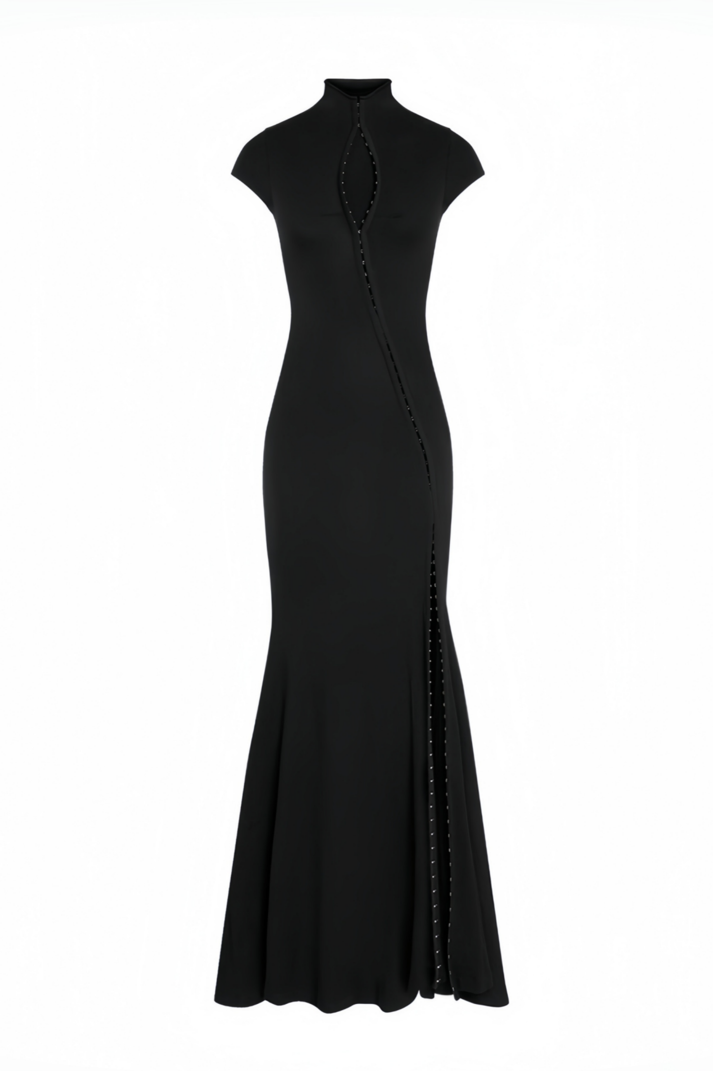 Solid Short Sleeve Slit Maxi Dress