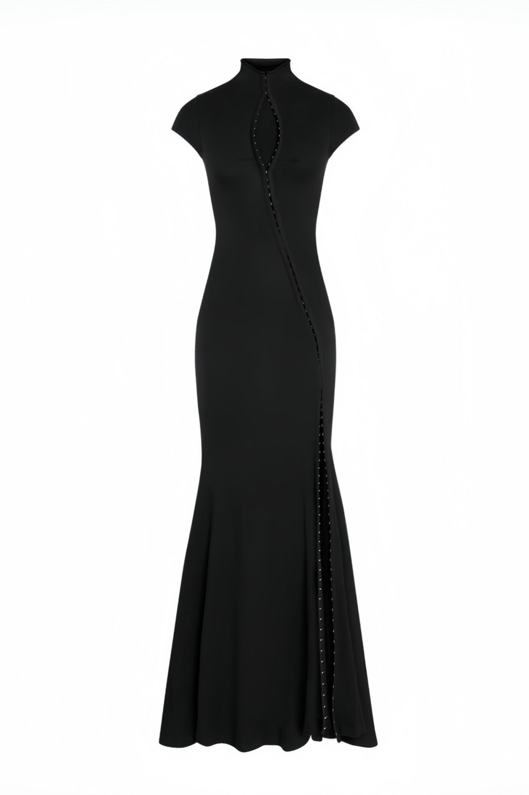 Solid Short Sleeve Slit Maxi Dress