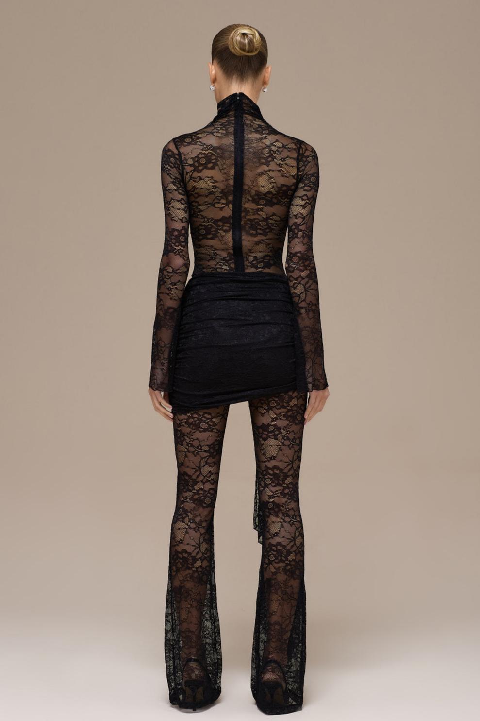 Lace Long Sleeve Gathering Jumpsuit