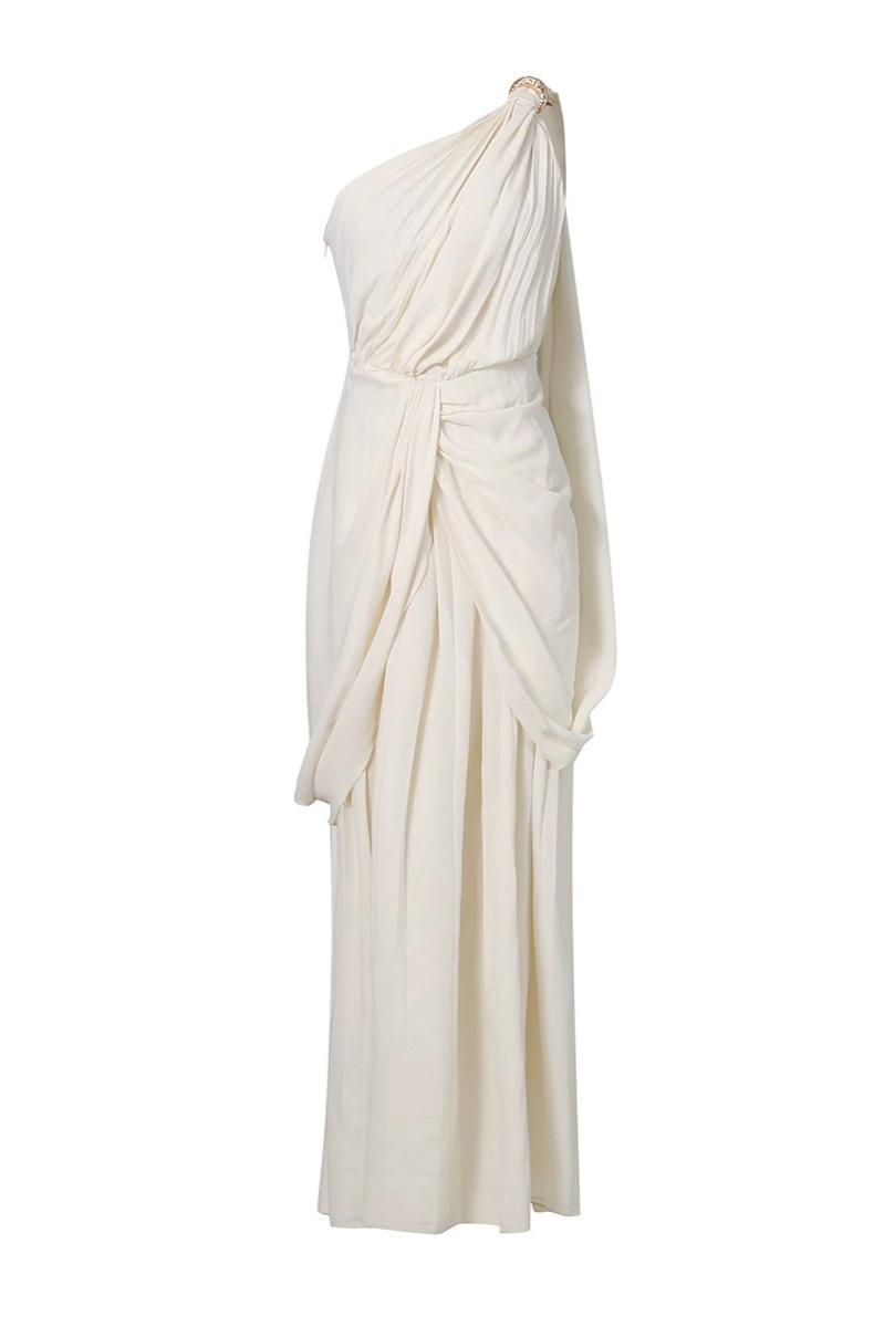 Chiffon Pleated Slit Maxi Dress