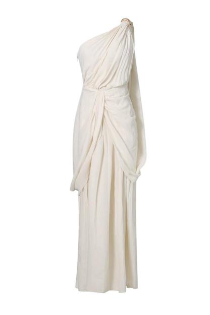 Chiffon Pleated Slit Maxi Dress