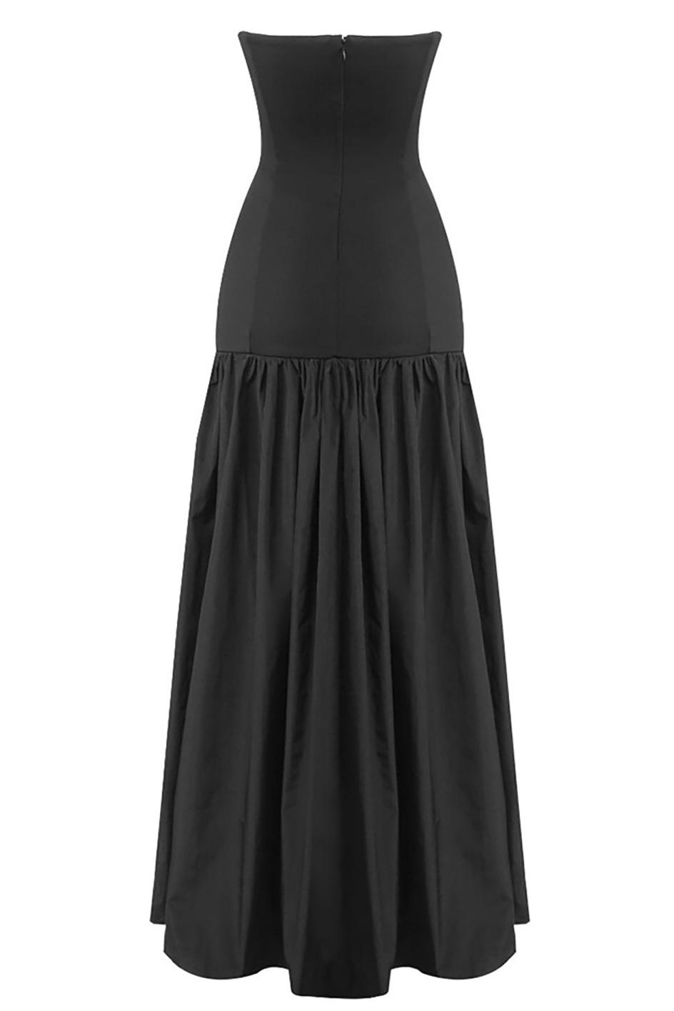 Strapless Sweetheart Neck Cut-Out Nylon Maxi Dress