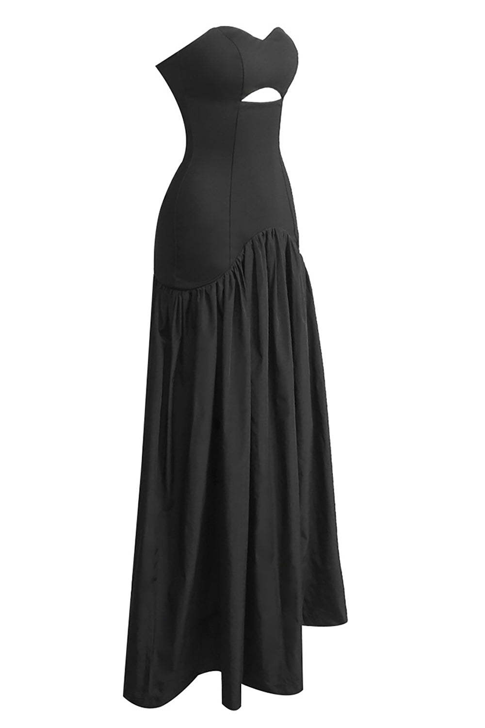 Strapless Sweetheart Neck Cut-Out Nylon Maxi Dress