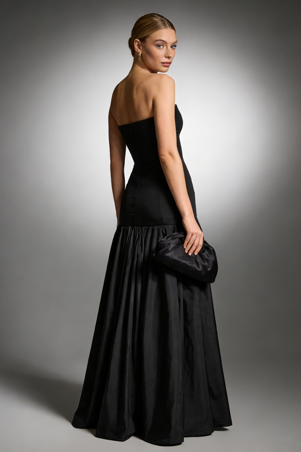 Strapless Sweetheart Neck Cut-Out Nylon Maxi Dress