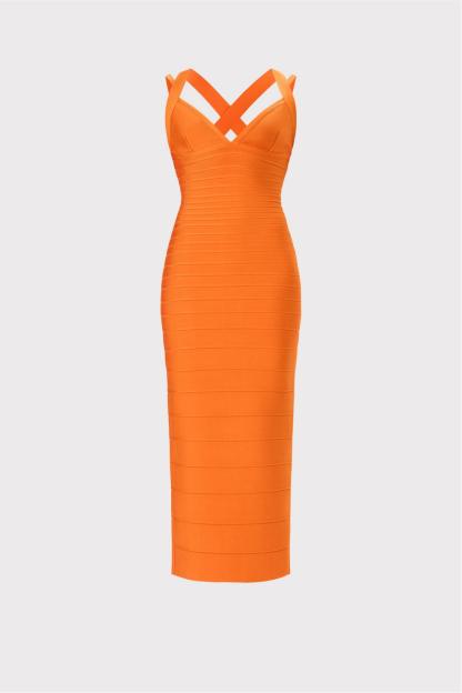 Bandage V-Neck Slit Midi Dress