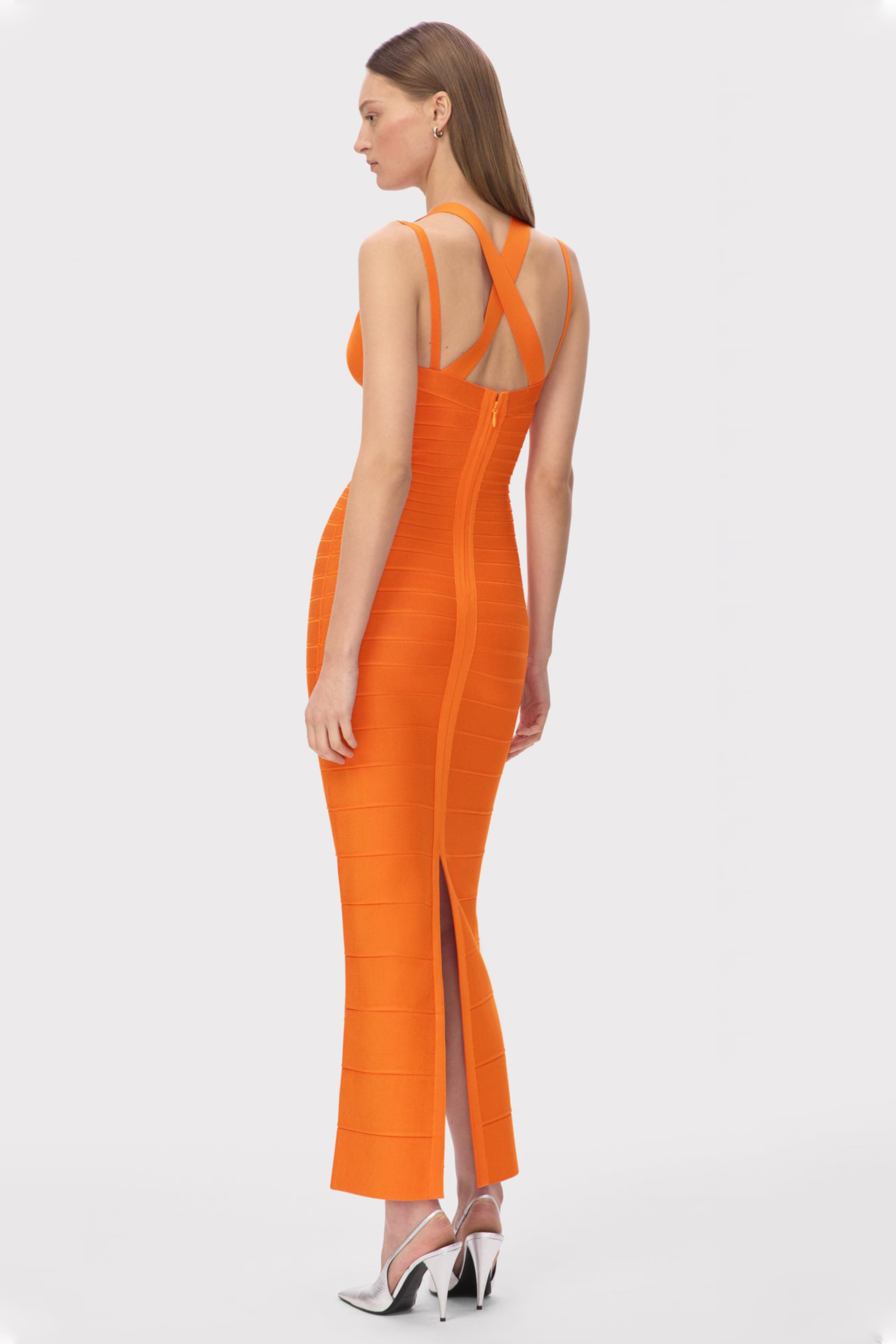 Bandage V-Neck Slit Midi Dress