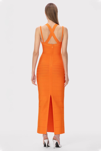 Bandage V-Neck Slit Midi Dress