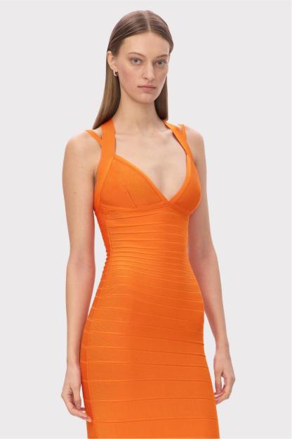 Bandage V-Neck Slit Midi Dress