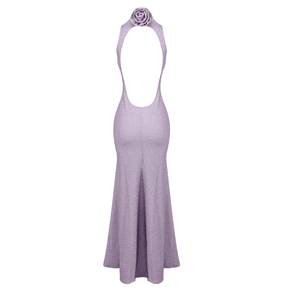 Luxury 3D Flower Backless Maxi Dress