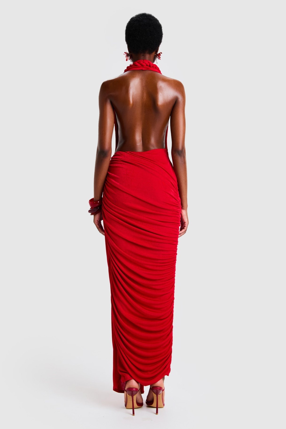 Jersey Decorative Rope Halter Neck Maxi Dress