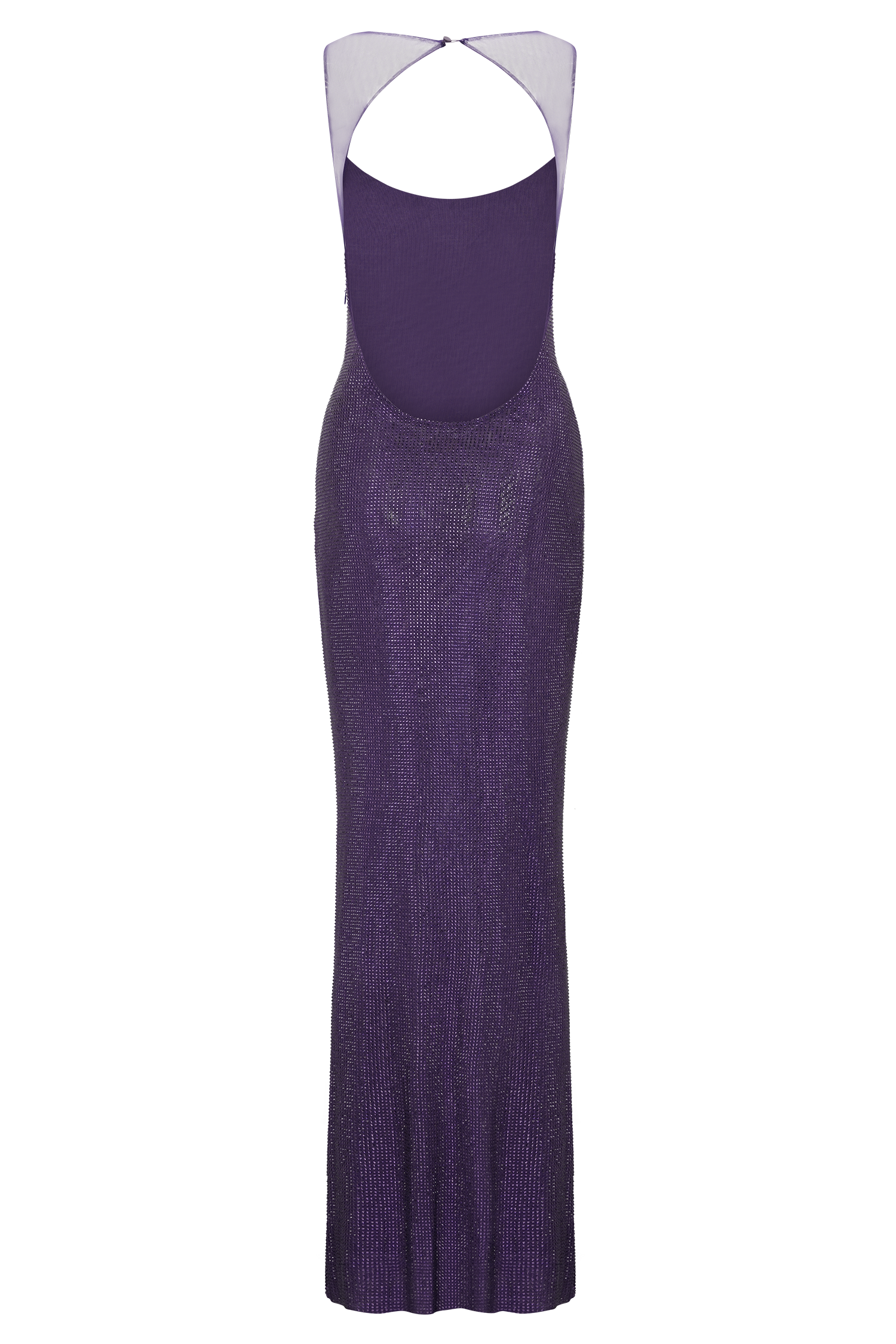 Mesh Rhinestone Off Shoulder Maxi Dress