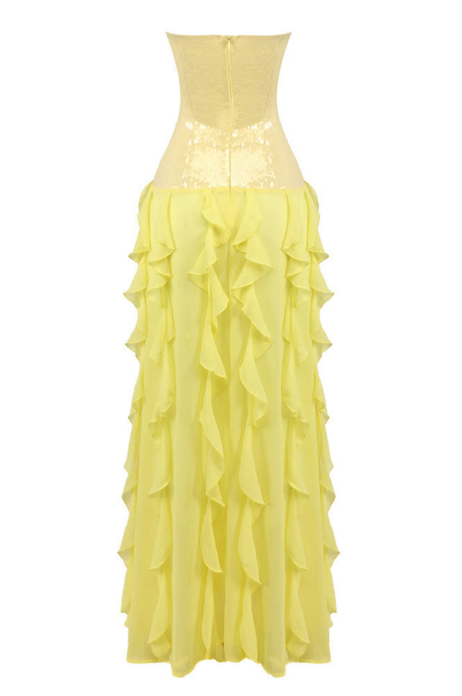 Sequin Splicing Chiffon Off-Shoulder Slit Maxi Dress