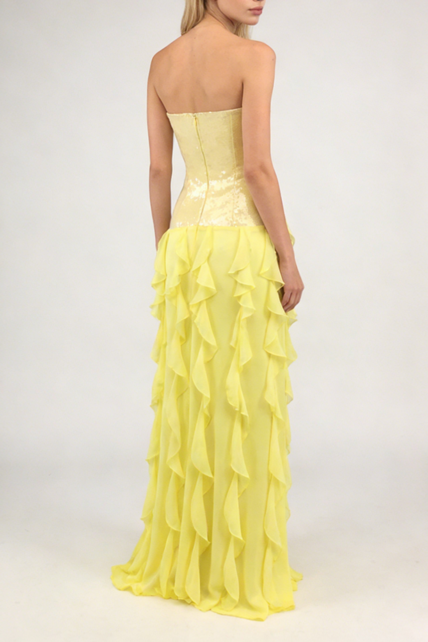 Sequin Splicing Chiffon Off-Shoulder Slit Maxi Dress