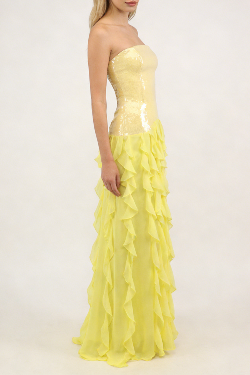 Sequin Splicing Chiffon Off-Shoulder Slit Maxi Dress