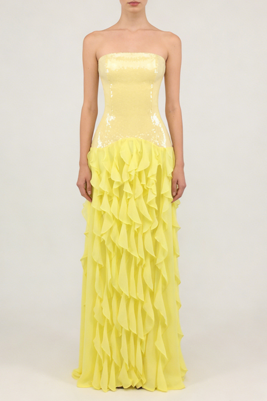 Sequin Splicing Chiffon Off-Shoulder Slit Maxi Dress