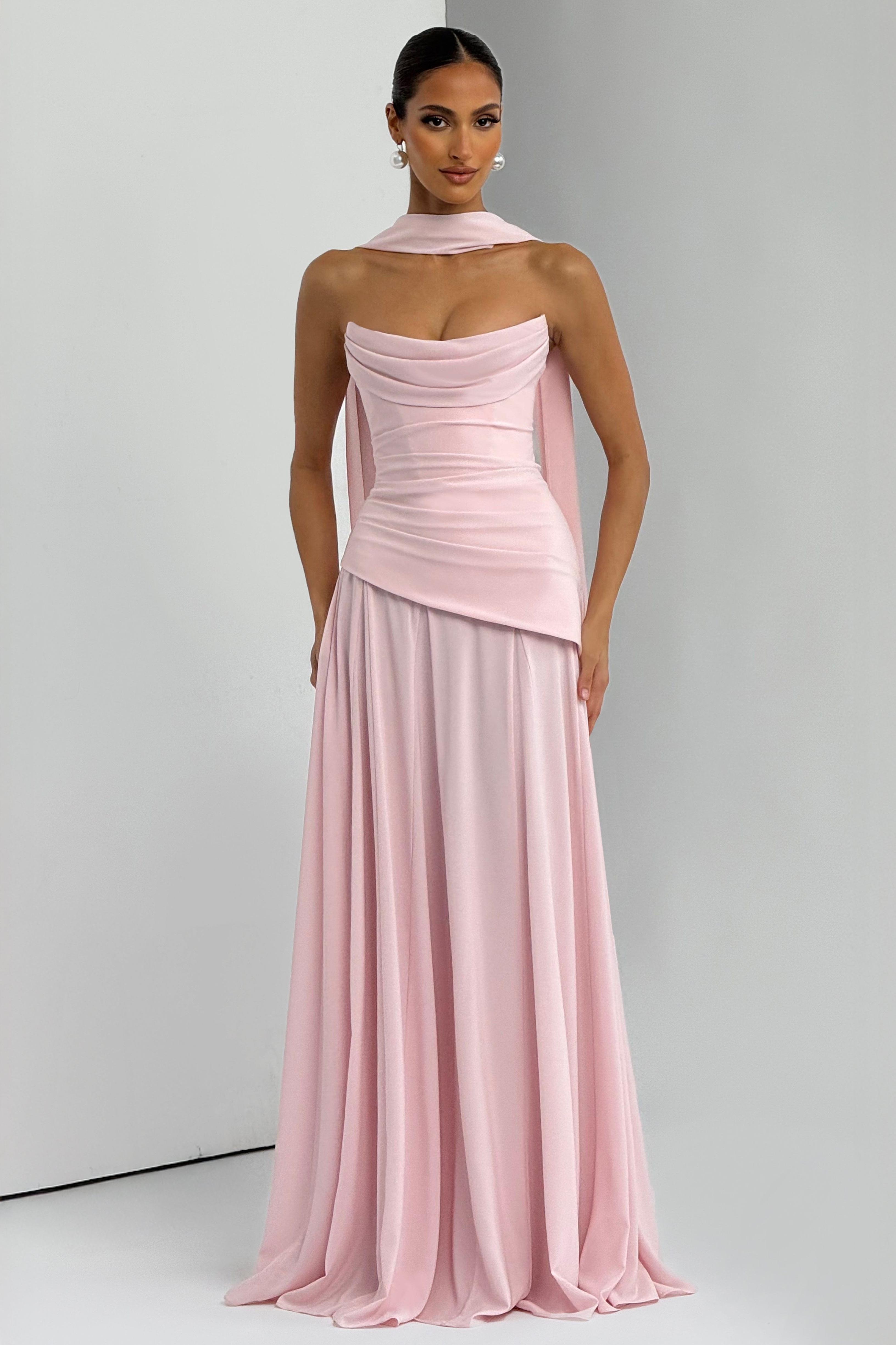 Solid Off-Shoulder Tie-Up Maxi Dress