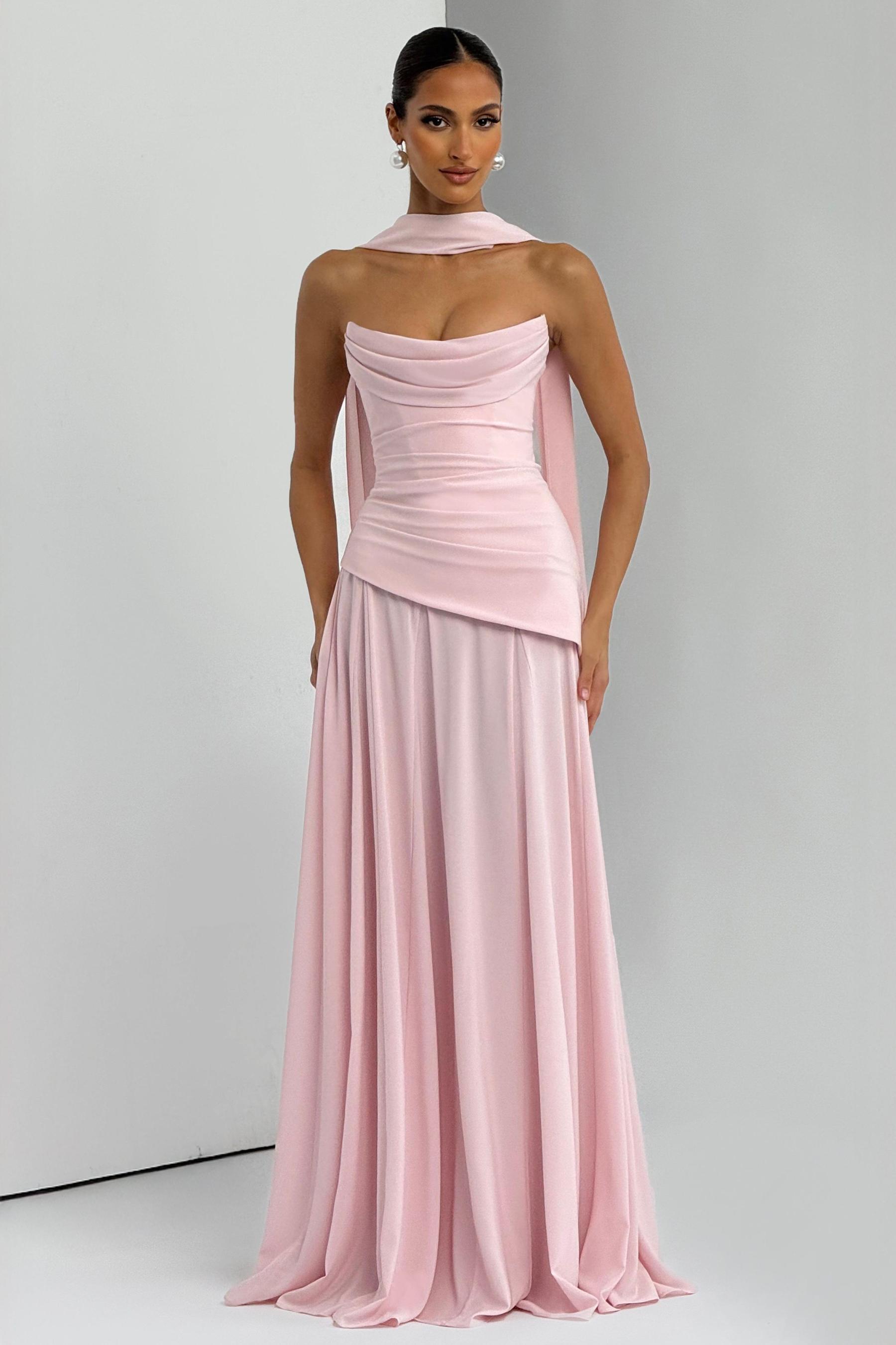 Solid Off-Shoulder Tie-Up Maxi Dress