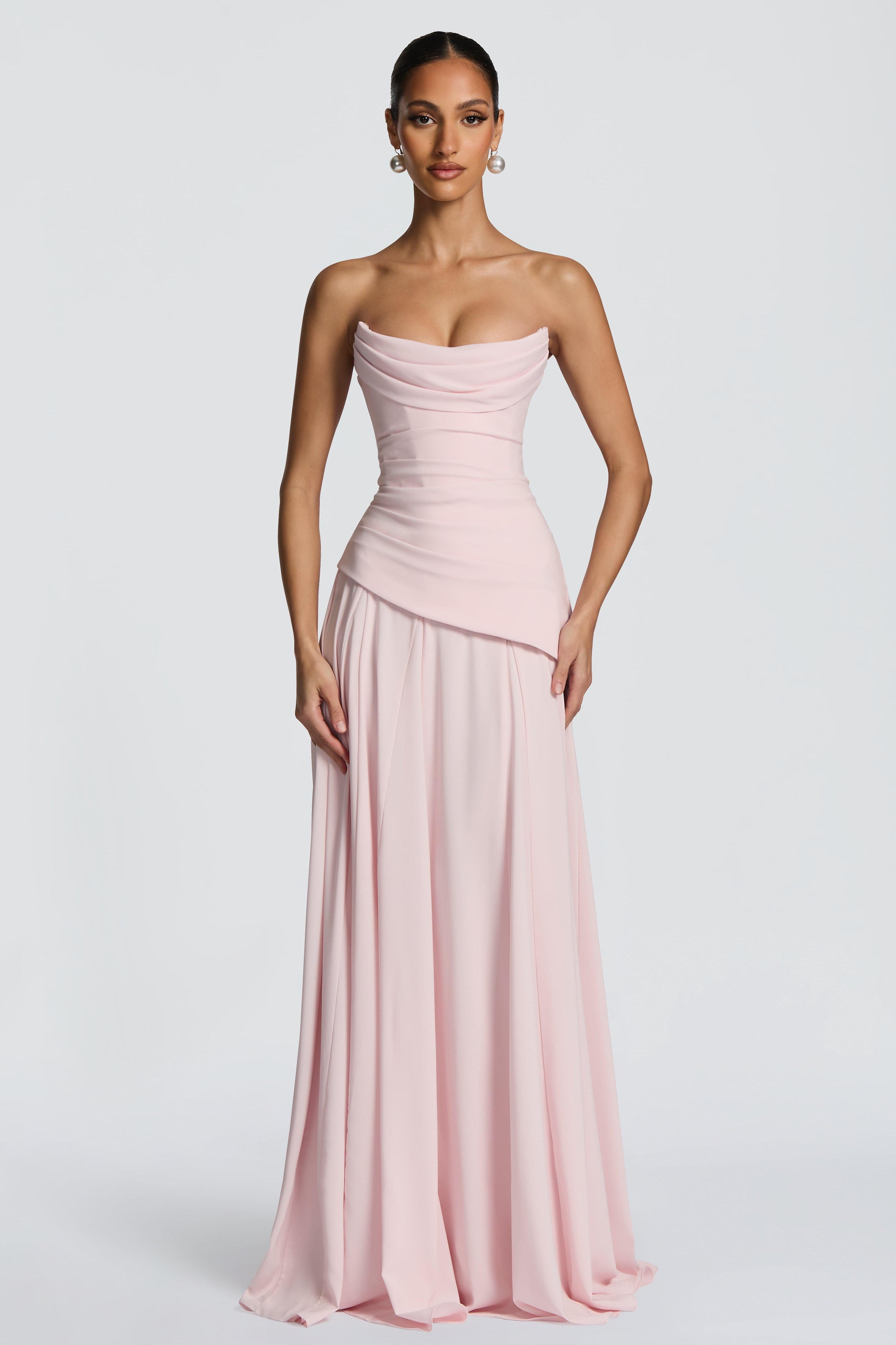 Solid Off-Shoulder Tie-Up Maxi Dress