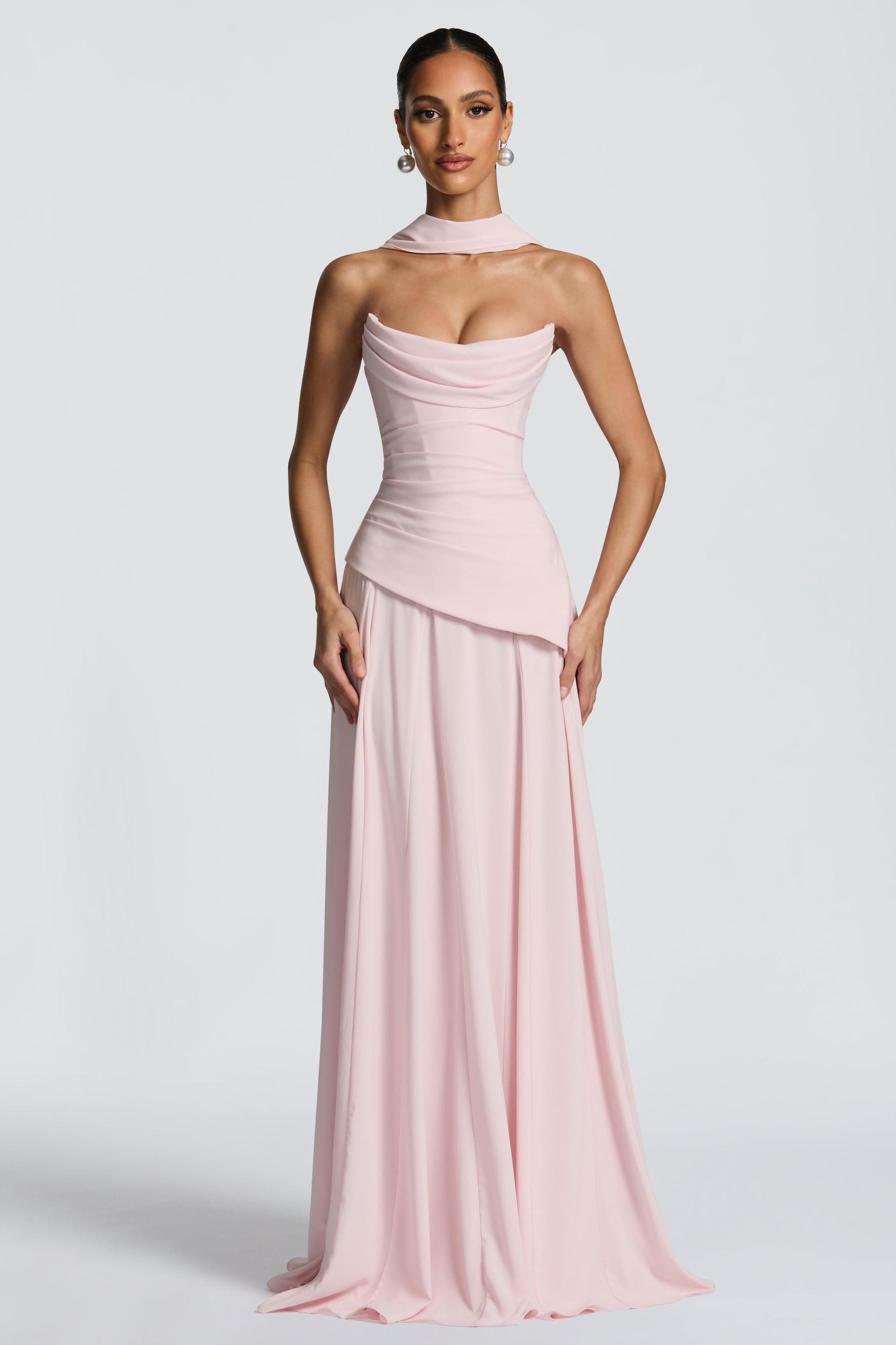 Solid Off-Shoulder Tie-Up Maxi Dress
