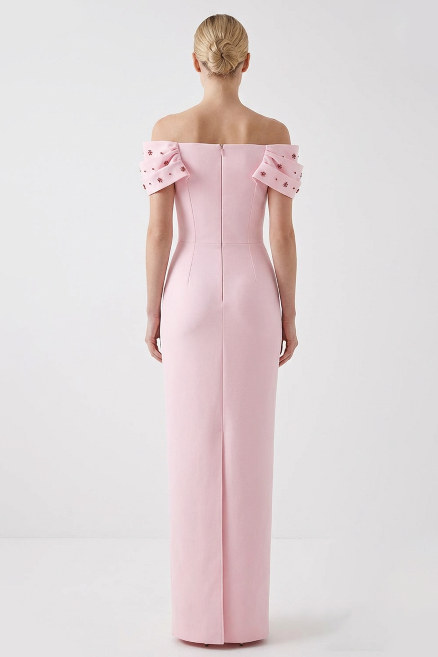 Bandage Rhinestone Rivets Pleated Maxi Dress