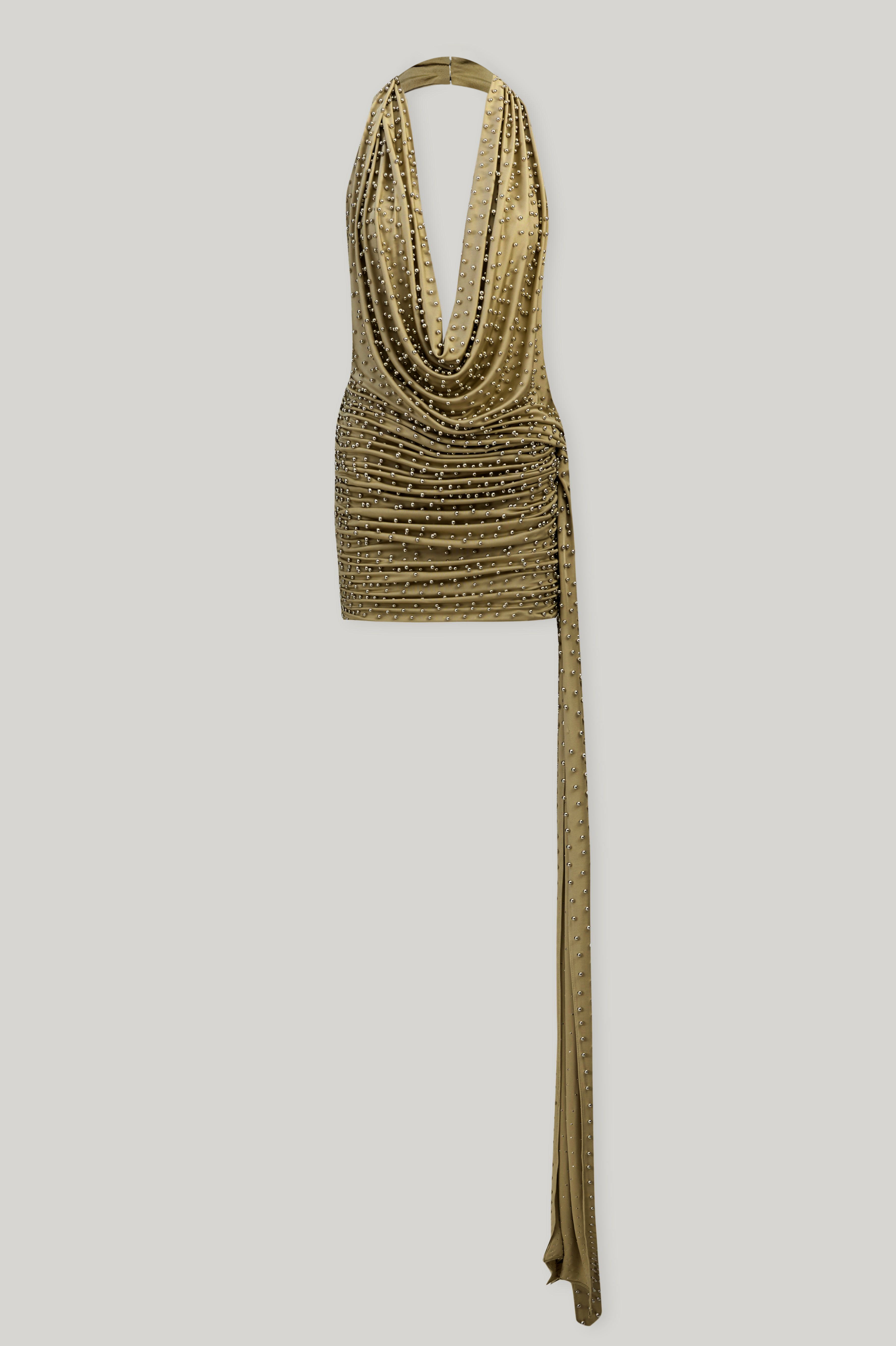 Jersey Rivet Swing Collar Mini Dress