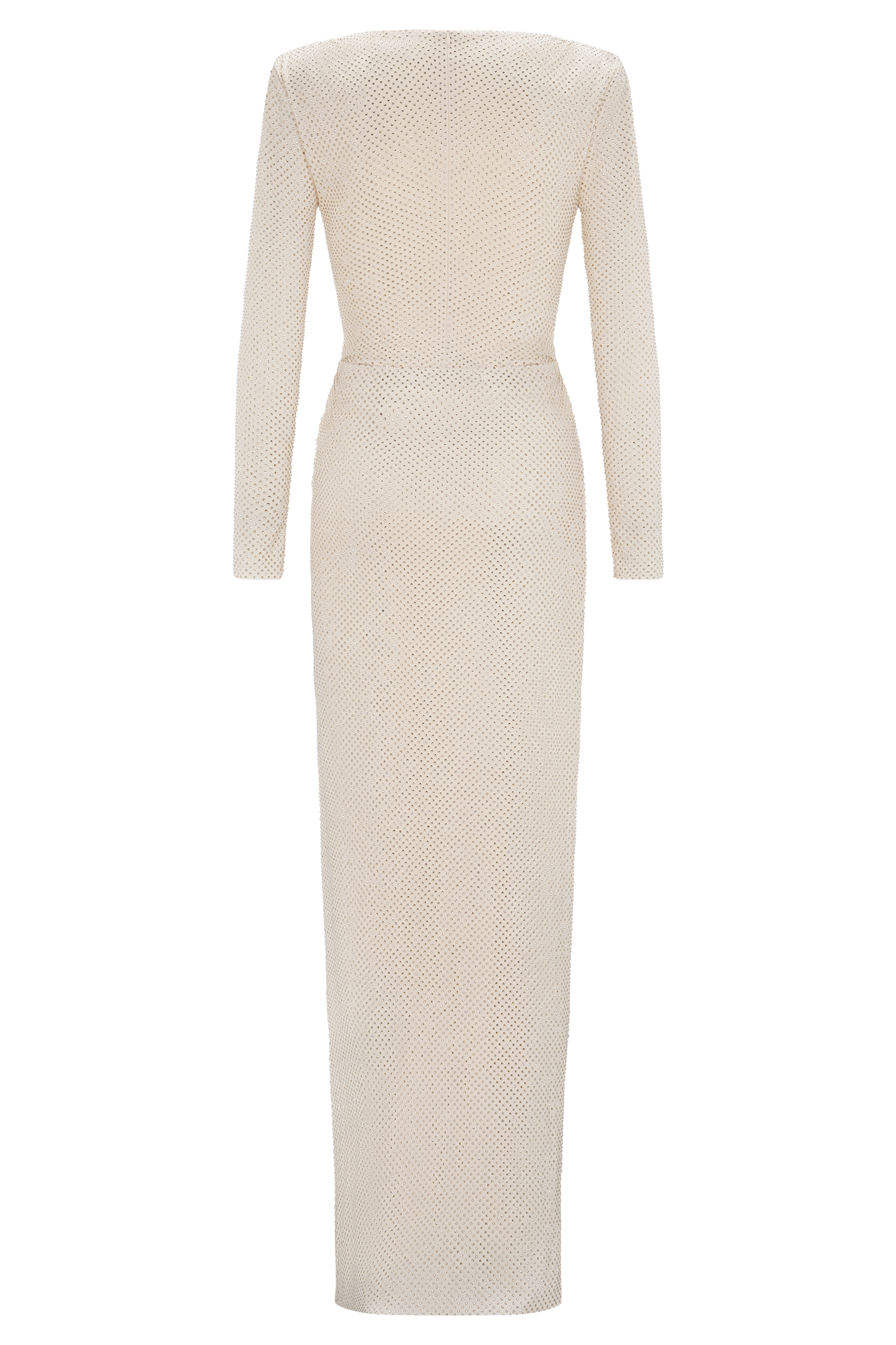 Rhinestone Long Sleeve Slit Maxi Dress