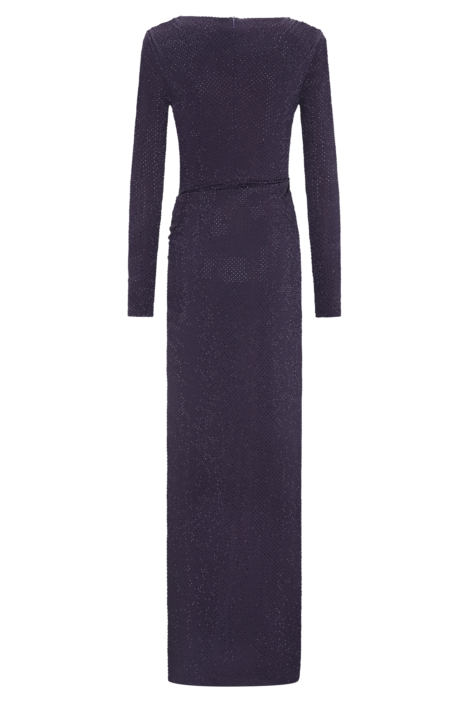 Rhinestone Long Sleeve Slit Maxi Dress