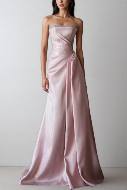 Satin Rivet Off-Shoulder Maxi Dress