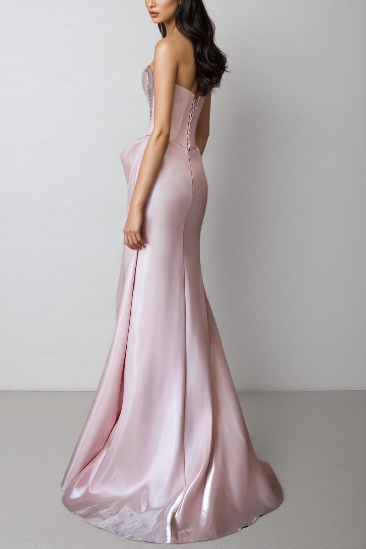 Satin Rivet Off-Shoulder Maxi Dress
