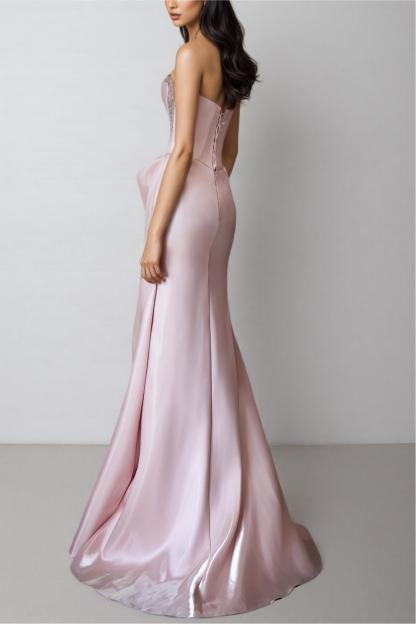 Satin Rivet Off-Shoulder Maxi Dress